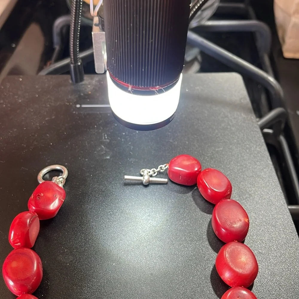 Large Chunky Coral necklace beaded with redone prochain sterling closure - Picture 9 of 10